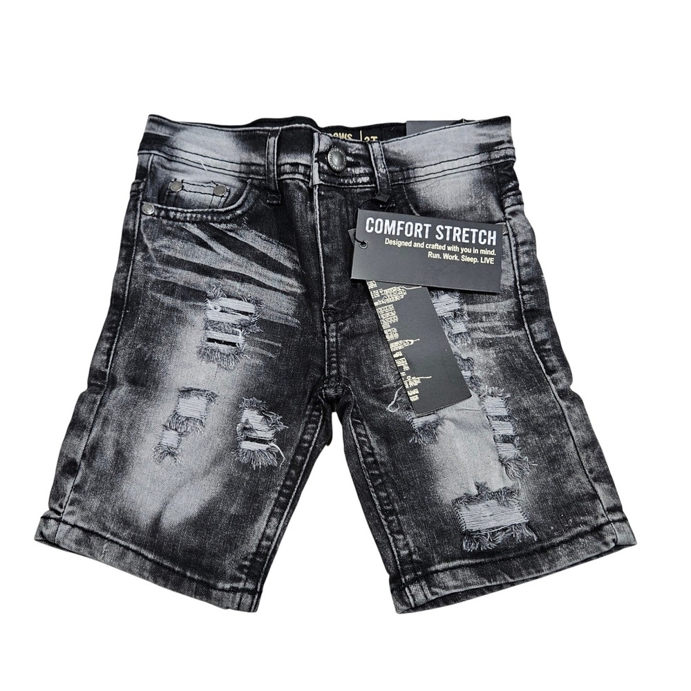 Road‎ Narrows Denim Shorts Kids 3T Black Blast Distressed Ripped Comfort Stretch